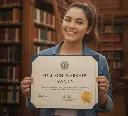 Student with Scholarship Award in Library 002.webp